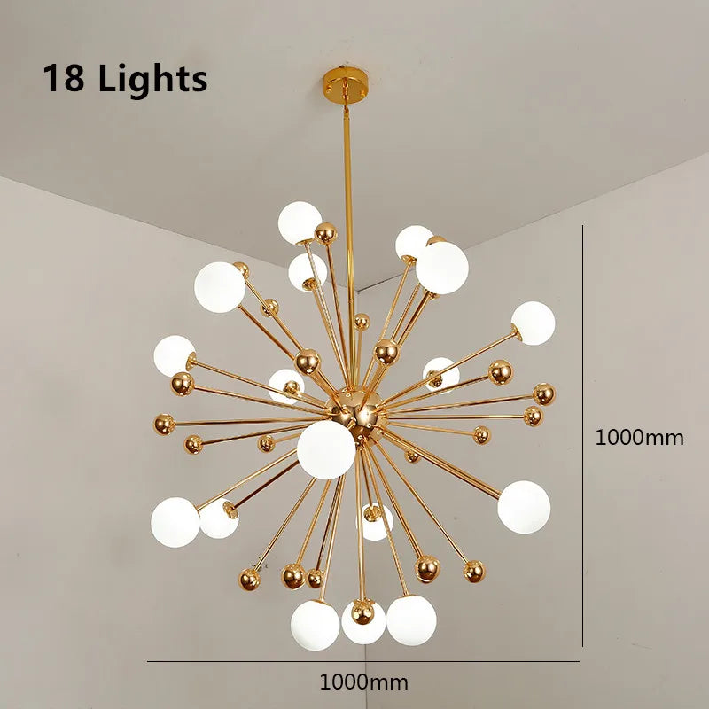 DecorBites™ Golden Acrylic Molecule Chandelier: Modern Lighting for Kitchen, Restaurant, or Home