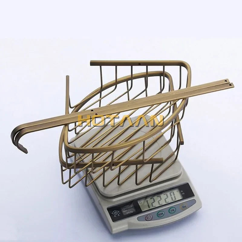 DecorBites™ Brass Bathroom Shower Shelf Basket - Double Layer Antique Finish Holder