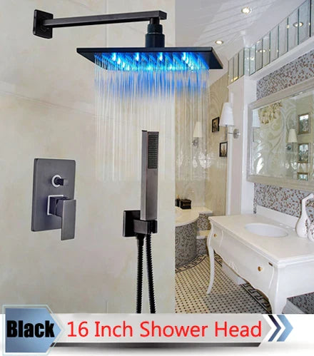 DecorBites™ LED Rainfall Shower Set with Handheld Spray and Tub Spout