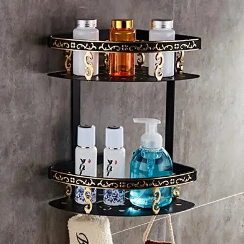 Gold Black Bathroom Accessory Set With Towel Bar