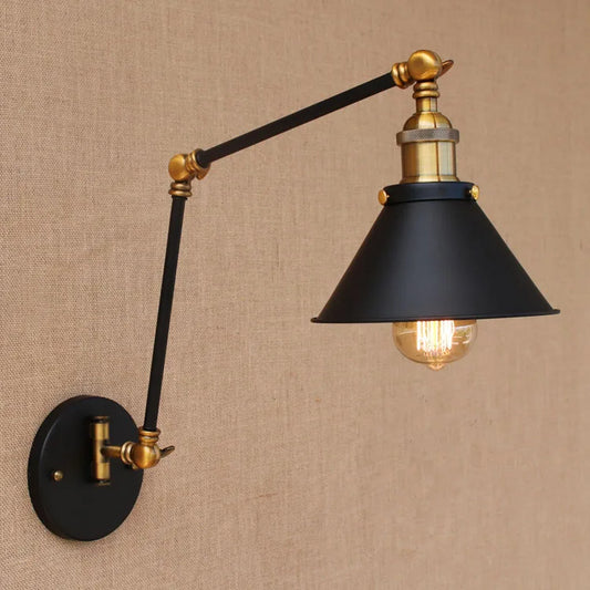 DecorBites™ Industrial Swing Arm Wall Lamp Retro Vintage Style Fixture LED Bulb Loft Sconce