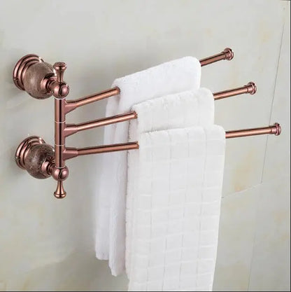DecorBites™ Brass & Jade Rose Gold Bathroom Set: Paper Holder, Towel Bar, Soap Basket