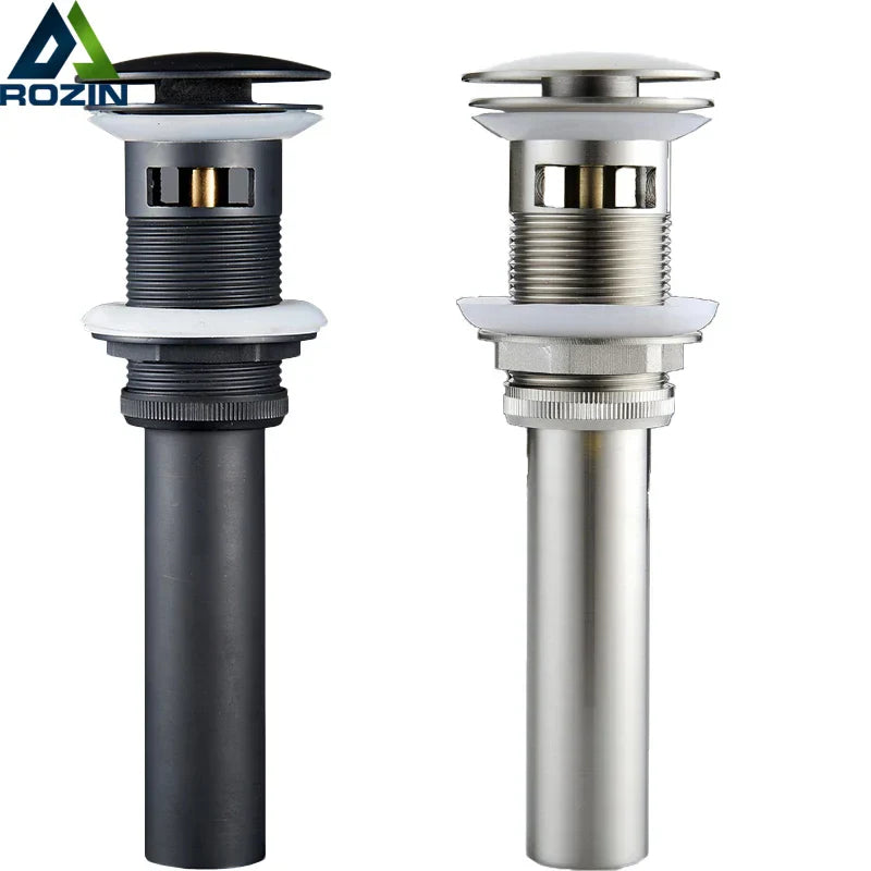 DecorBites™ Brushed Nickel Faucet Vanity Sink Pop-up Drain Stopper Overflow Drainer