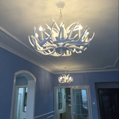 DecorBites™ Deer Antler Chandelier: American Retro Resin Horn Lamps for Rustic Home Decor