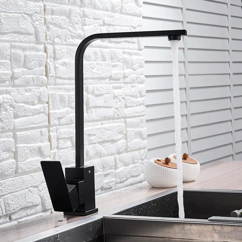 Grifo de cocina Decorbites™: Oro cepillado/Níquel/Negro Mezclador de agua caliente y fría Grifo de grúa