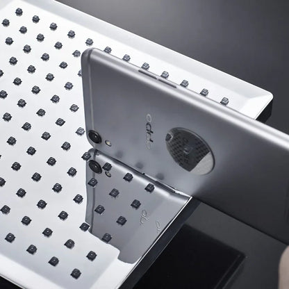 DecorBites™ Bright Chrome LED Rainfall Shower Head: Color Changing Brass Rectangular Shower Faucet