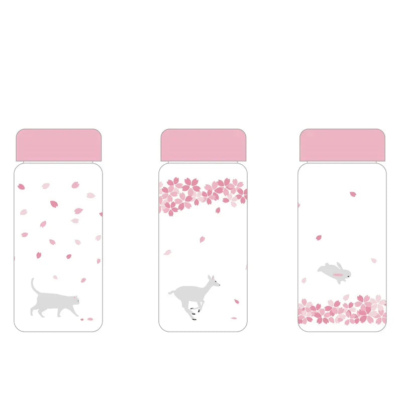 Botella de vidrio Kawaii Sakura de 310 ml con diseño de animal de caricatura lindo Decorbites™