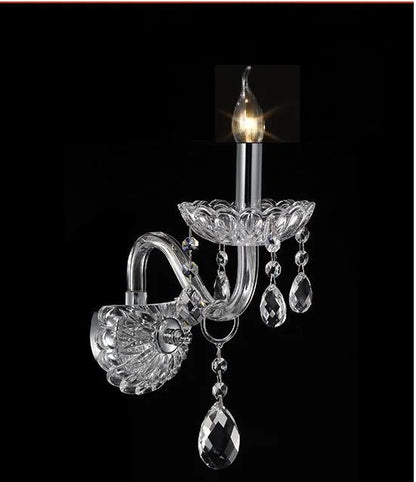 DecorBites™ Crystal Lamp Wall Light with LED Bulbs and Silk Fabric Lampshade