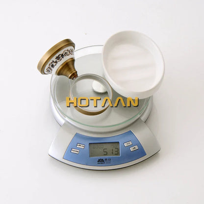 DecorBites™ Brass Soap Holder with Ceramic Dish, Bathroom Soap Basket