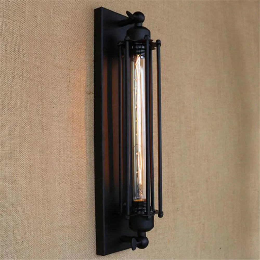 DecorBites™ Black Rustic Edison Bulb Wall Light with Metal Lampshade for Stair Kitchen