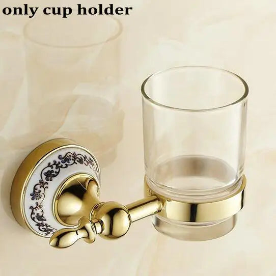 Juego de accesorios de baño DecorBites™ de porcelana pulida dorada para artículos esenciales de baño