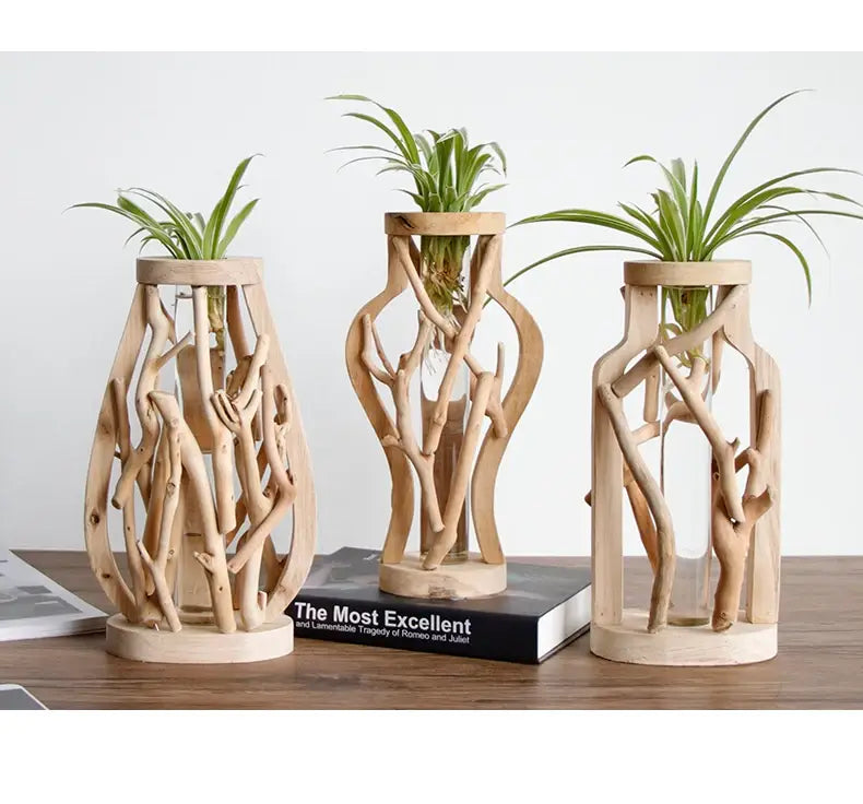 Handcrafted Wooden Vase for Creative Home Decor