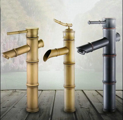 DecorBites™ Brass Basin Mixer Tap: Waterfall Faucet in Antique Bronze Black Finish