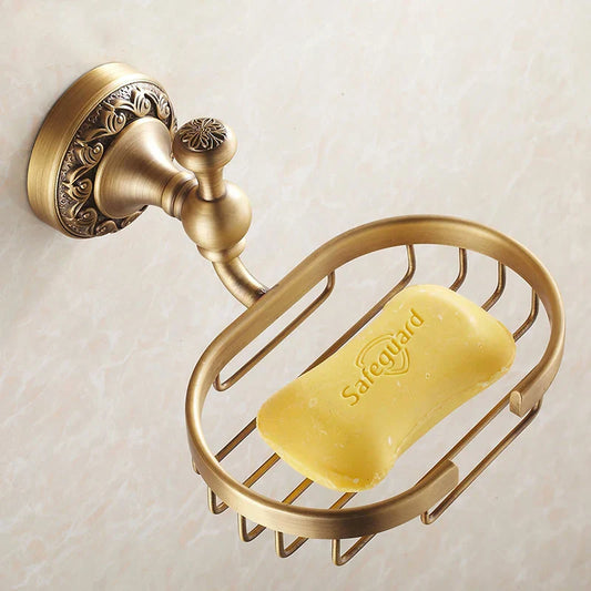 DecorBites™ Antique Bronze Brass Crystal Soap Dish Basket Bathroom Accessories