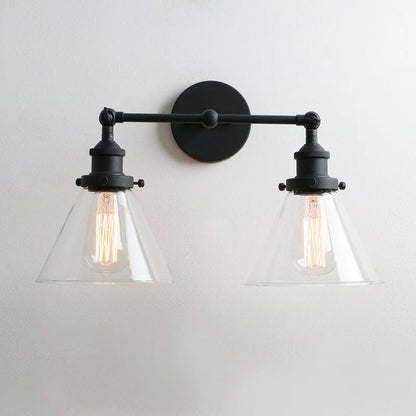 ديكوربايتس™ مصابيح حائط معدنية زجاجية قمعية برأسين