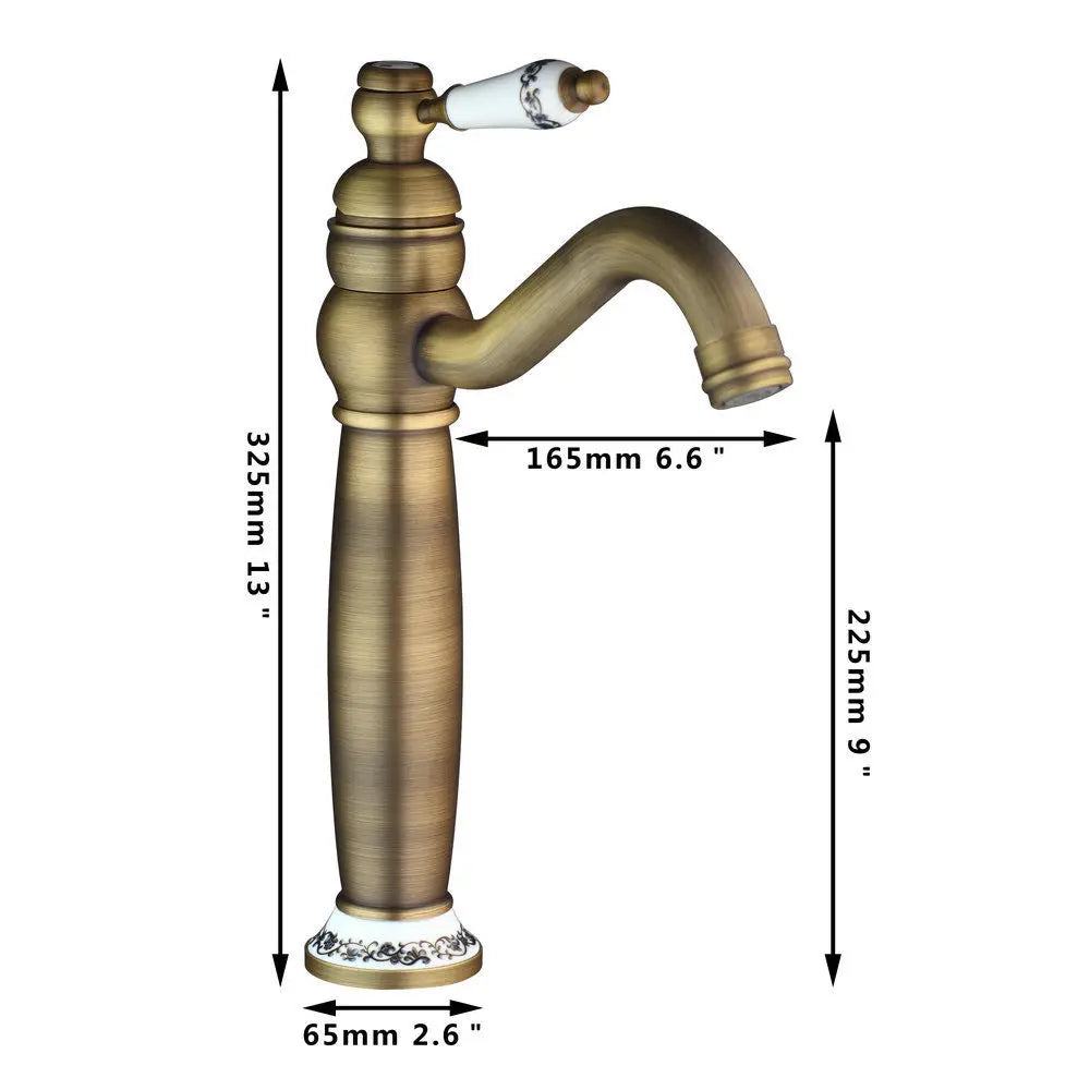 Grifo mezclador giratorio para baño DecorBites™ de latón antiguo con un solo mando