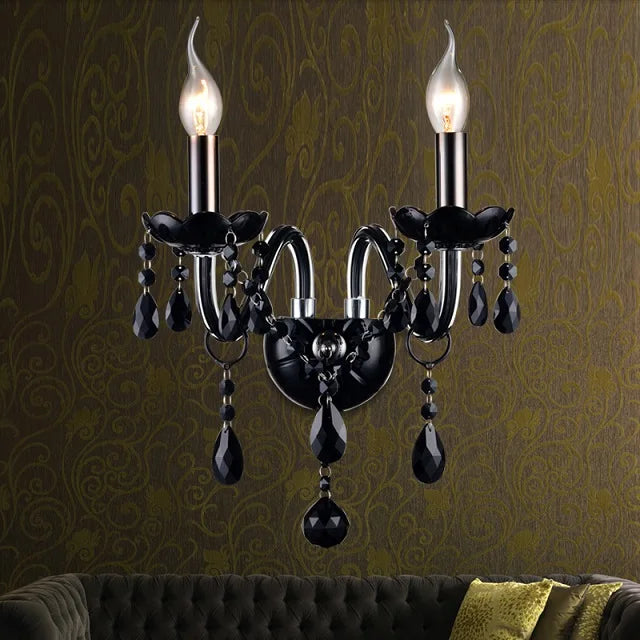 DecorBites™ Crystal Wall Lamp with Candle LED E14 Bulbs in Black