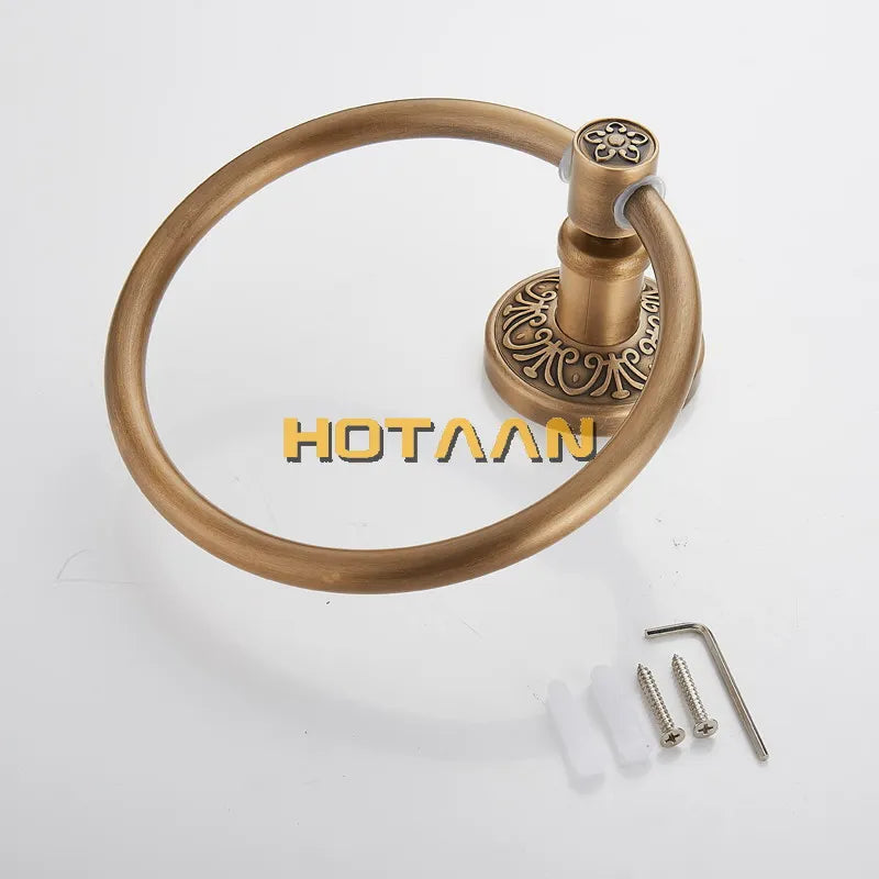 حامل مناشف دائري مثبت على الحائط للحمام من DecorBites™ مصنوع من النحاس العتيق