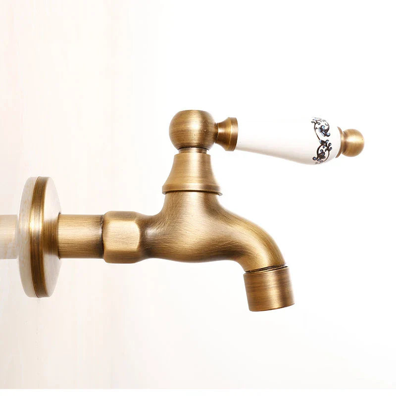 DecorBites™ Brass Antique Bibcock Faucet for Garden and Laundry, Cold Water Tap