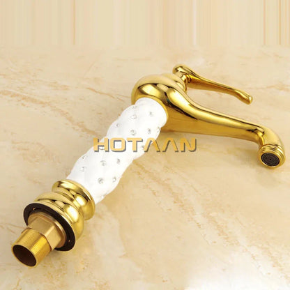 DecorBites™ Basin Faucet White Brass Bathroom Sink Tap Mixer Single Handle