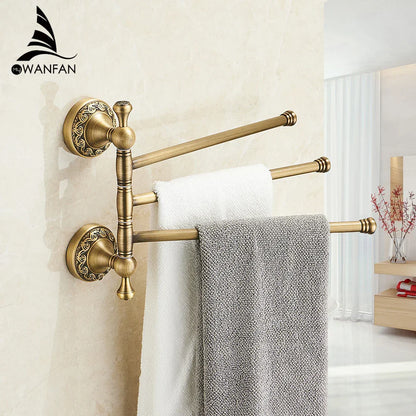 حامل مناشف من النحاس العتيق من DecorBites™، حامل أرفف حائط للحمام من 4 طبقات، حامل قضبان وشماعات سراويل