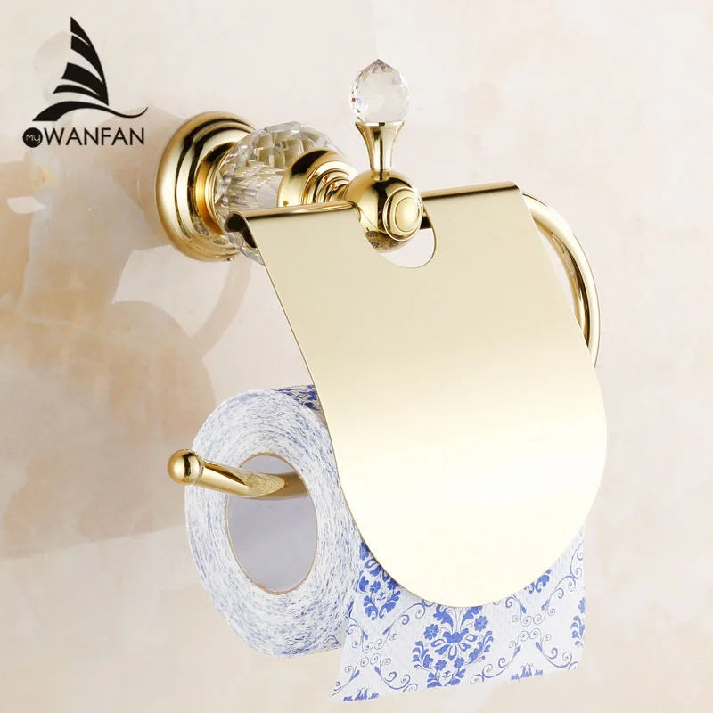 Juego de accesorios de baño DecorBites™ Crystal Brass Gold