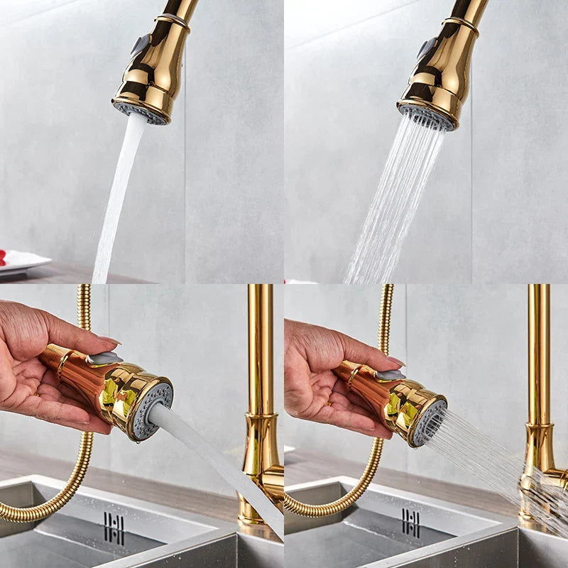 Decorbites™ Gold Messing Küchenarmatur Drehbarer Mischbatterie Einhebel Heiß- & Kaltwasser
