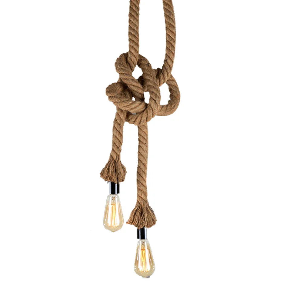 Hemp Rope Pendant Light Double Rope Industrial Loft
