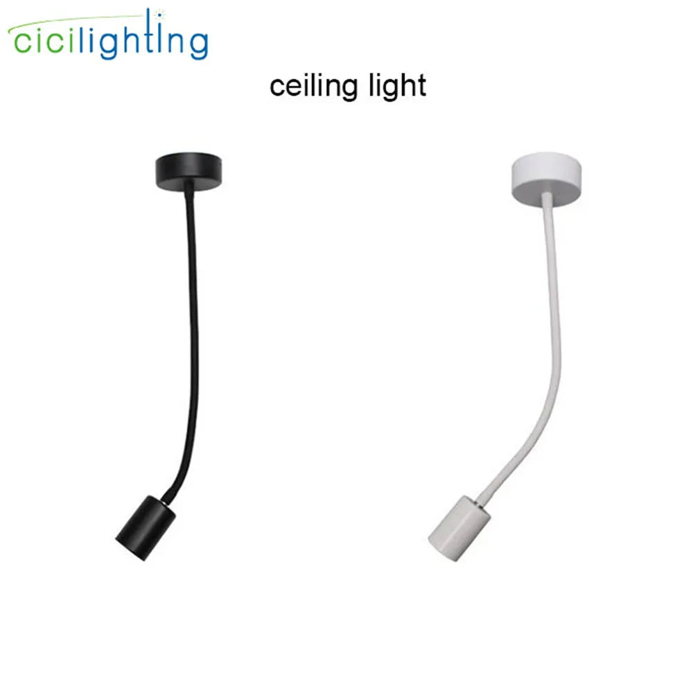 DecorBites™ Gooseneck Ceiling Light: E27 Hose Industrial Track LED Spot Lamp, Adjustable, Black White