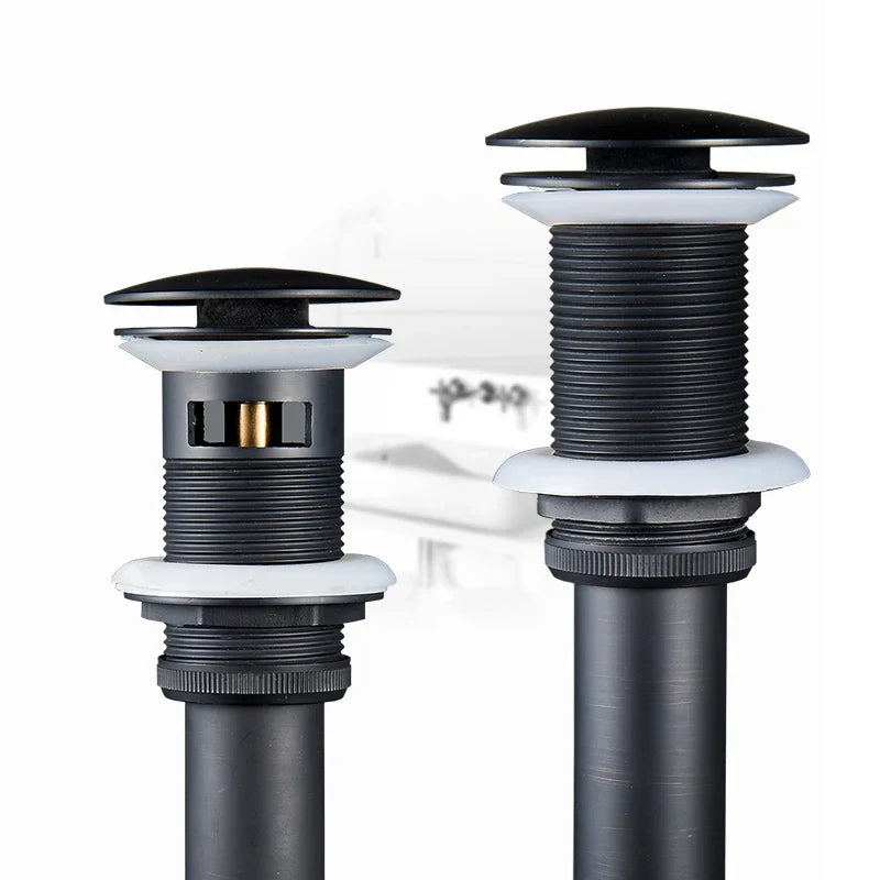 DecorBites™ Brass Black Pop Up Drain Stopper with Overflow for Vessel Sink