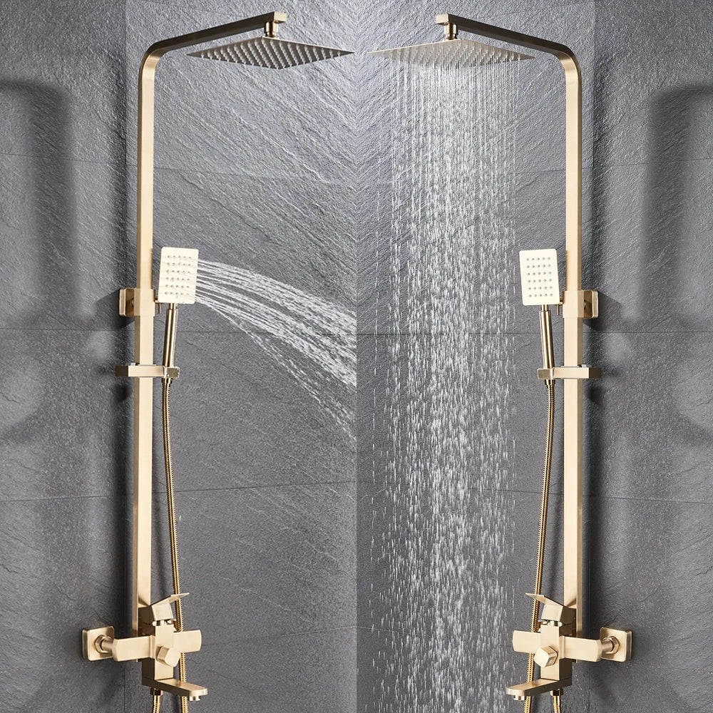 DecorBites™ Brushed Gold Rain Shower Bath Faucet Wall Mounted - Shower Set Mixer