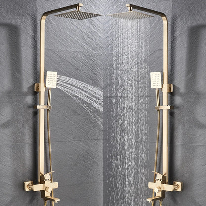 DecorBites™ Brushed Gold Rain Shower Bath Faucet Wall Mounted - Shower Set Mixer