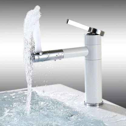 DecorBites™ Brass Bathroom Faucet Vessel Sink Mixer - Swivel Spout Deck Mounted Vanity Tap - White/Black Color