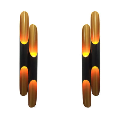 ديكوربايتس™ - مصباح حائط من أنبوب الألومنيوم باللون الأسود الذهبي لغرفة النوم وغرفة المعيشة