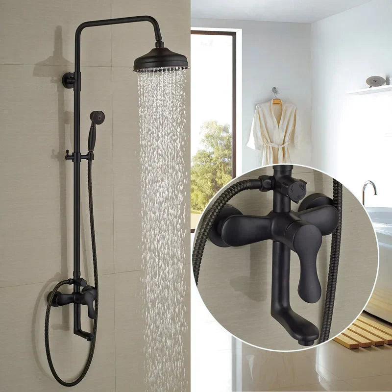 DecorBites™ Black Bronze Bathroom Shower Mixer Tap with Long Spout and 8" Rainfall Head