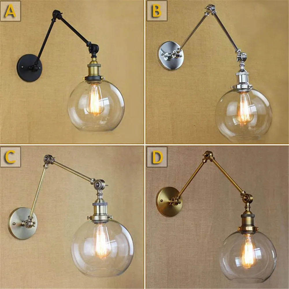 DecorBites™ Globe Glass Swing Arm Wall Lights - Elegant Home Lighting Sconce Fixture