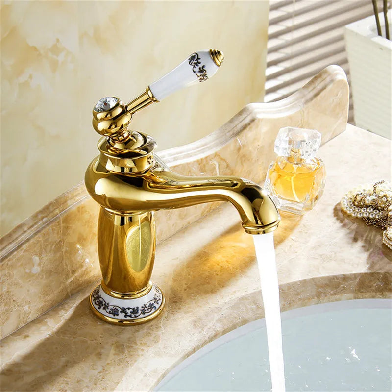 DecorBites™ Brass Bathroom Basin Sink Faucet Water Mixer - M-16F