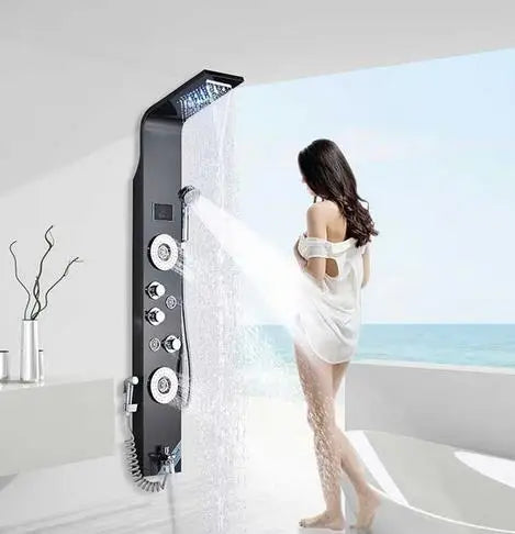 DecorBites™ LED Rain Waterfall Shower Panel with Massage Jets and Bidet Sprayer