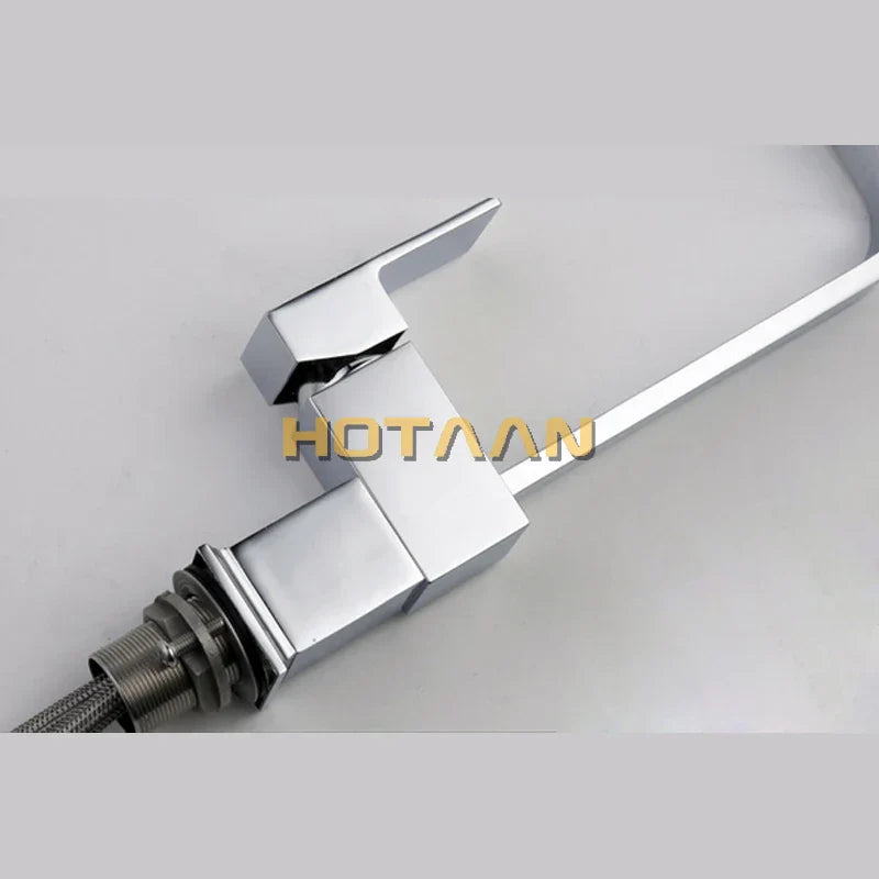 DecorBites™ Brass Square Swivel Kitchen Faucet Mixer for Sink