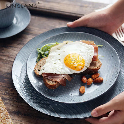 Plato llano de cerámica DecorBites™ - Plato base de estilo japonés con diseño retro