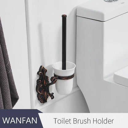 DecorBites™ Brass Wall Mounted Toilet Brush Holder Set Luxury Bathroom Accessories CleanWF-88809