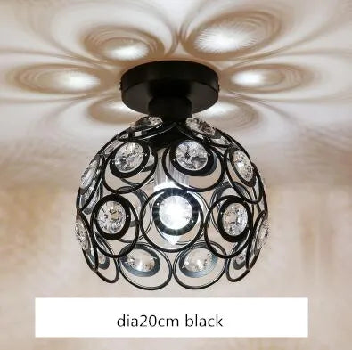 DecorBites™ Crystal Flush Mount Chandelier for Hallway Foyer, Modern Hollow Carved Ceiling Light