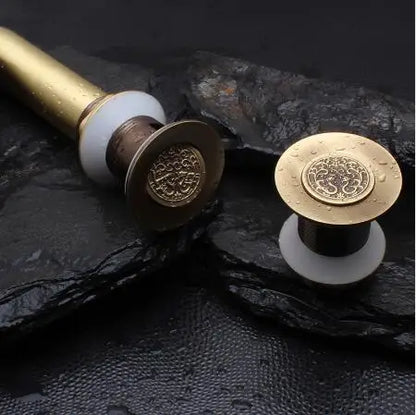 DecorBites™ Brass Bathroom Sink Push-down Pop Up Drain - High Quality Lavatory Faucet Accessories