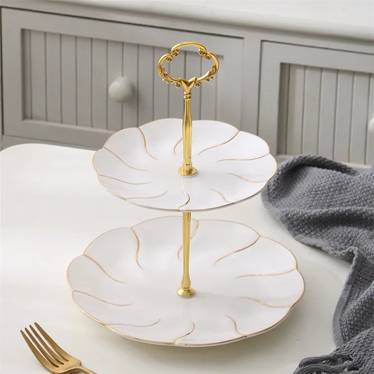 Platos de fruta de hueso de porcelana con incrustación de oro Decorbites™ para aperitivos, pasteles y dulces