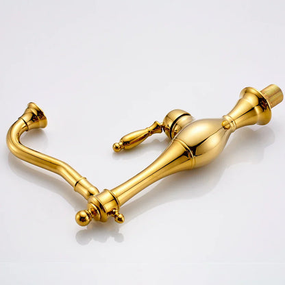 DecorBites™ Golden Basin Faucet Single Handle Brass Mixer Tap for Bathroom and Kitchen