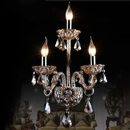 DecorBites™ Clear Crystal Wall Lamp with LED Bulbs for Luxury Bedside Lighting