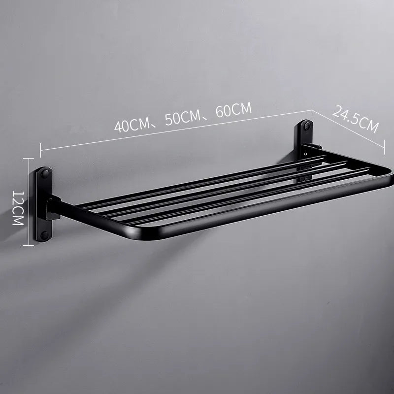 DecorBites™ Aluminum Towel Rack: Movable Bath Holder, Black/White, 40/50/60 CM