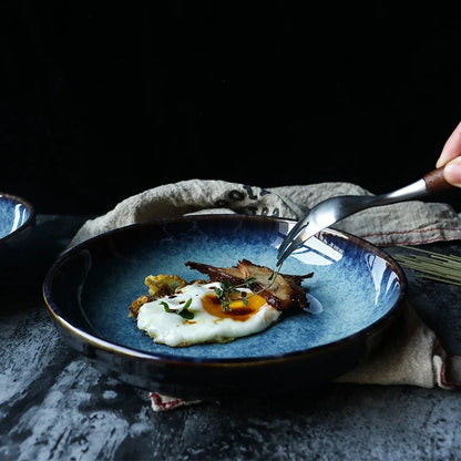 DecorBites™ Ceramic Salad Bowl - 8.5inch Deep Dish Plate - Eco-Friendly Porcelain Bowl