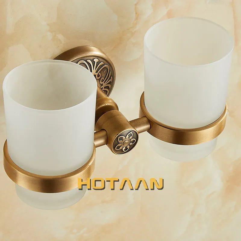 حامل أكواب مزدوج من الألومنيوم من DecorBites™ لإكسسوارات الحمام