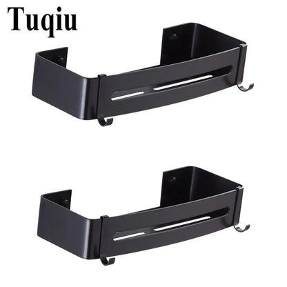 DecorBites™ Black Aluminum Wall Mounted Bathroom Corner Shelf for Bath and Kitchen Storage